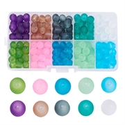 Imiteret Jade. Matteret. 6 mm. 10 farver i plastæske. 500 stk. til armbånd og halskæder